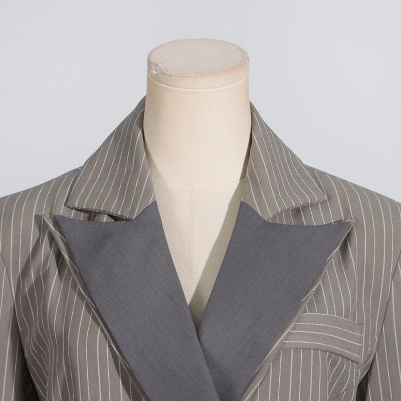 Pinstriped Double-Breasted Blazer Product Image