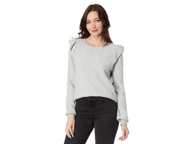 Lilla P Easy Ruffle Crew Neck Sweater (Ash) Women's Clothing Product Image