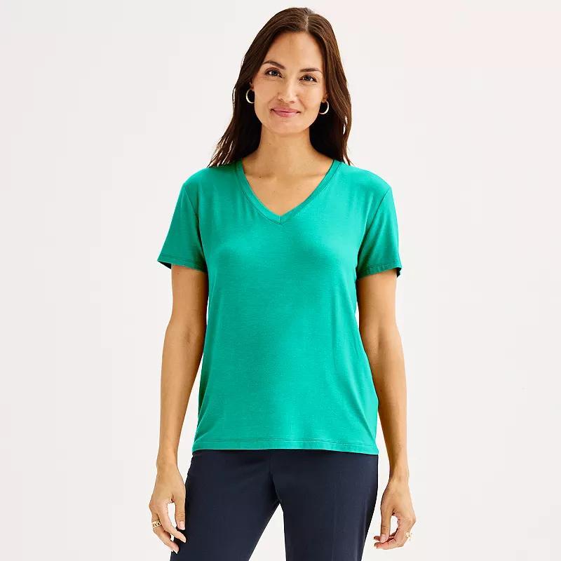 Petite Nine West Essential Short Sleeve V-Neck Tee, Womens Product Image