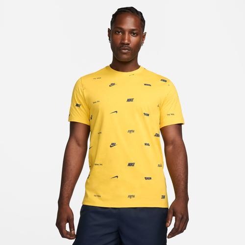 Nike Mens Nike NSW Club+ All Out Print T-Shirt - Mens Vivid Sulfur/Vivid Sulfur Product Image