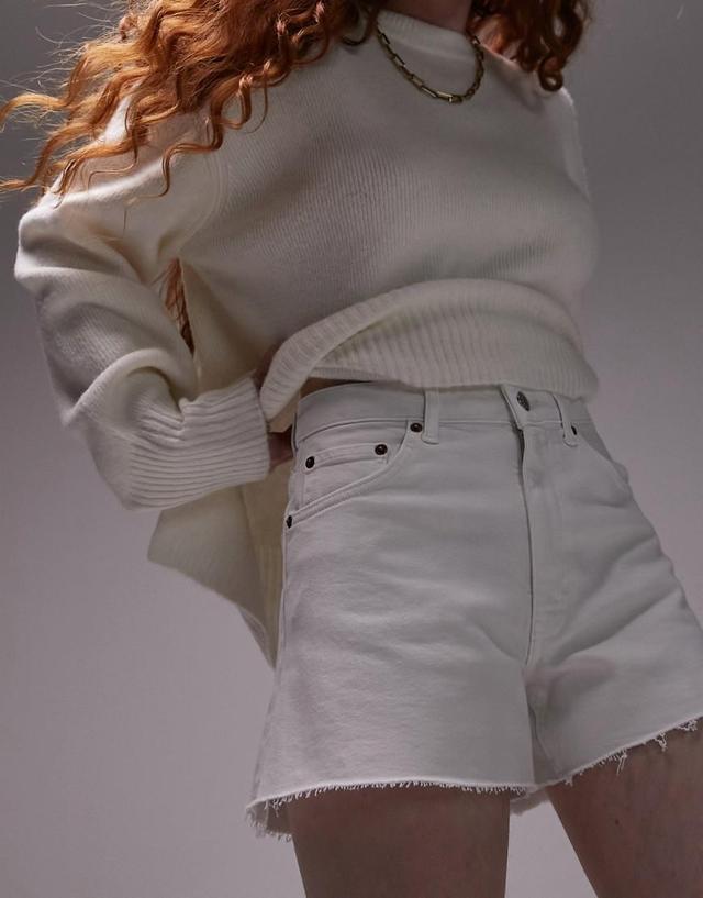 Topshop denim comfort stretch shorts in white Product Image