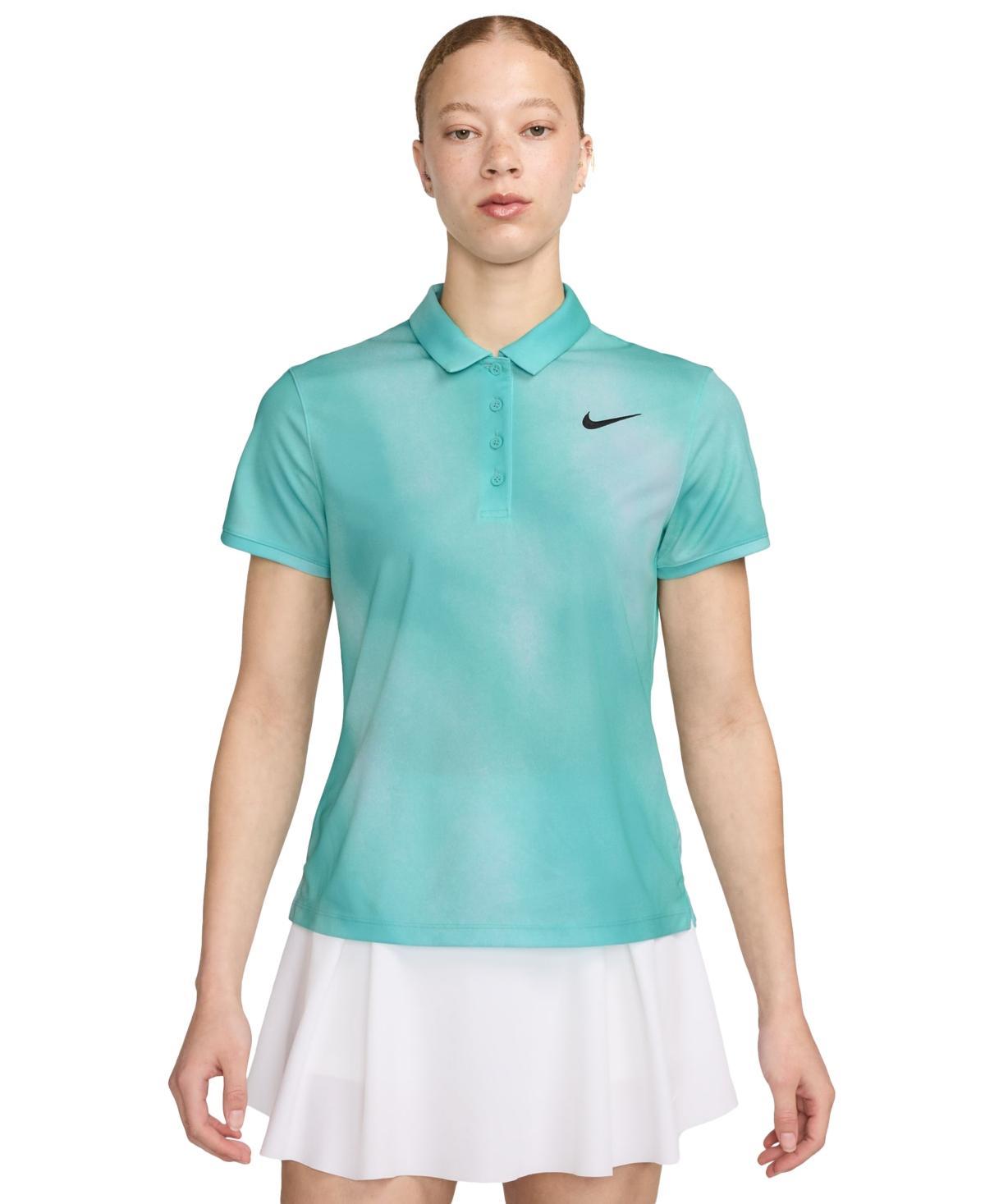 Nike Womens Victory Dri-fit Short-Sleeve Printed Golf Polo - G Blue Product Image