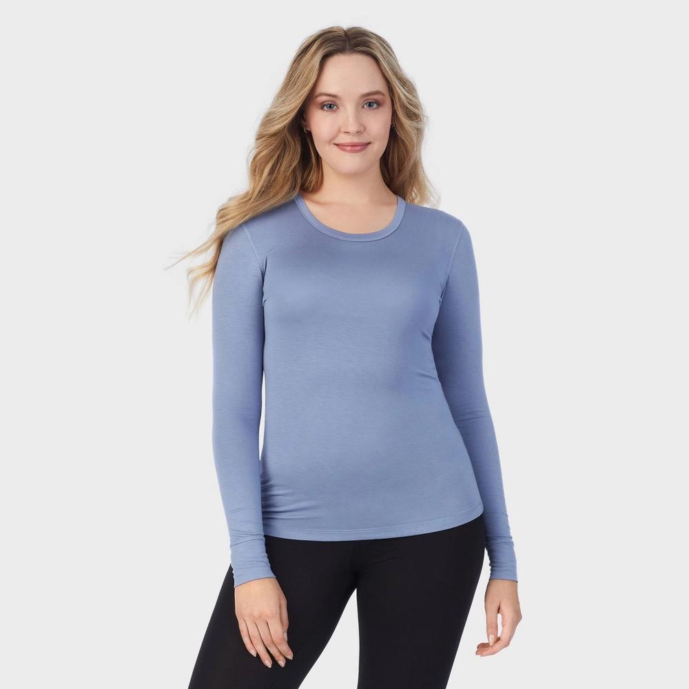 Warm Essentials by Cuddl Duds Womens Smooth Stretch Long Sleeve Scoop Neck Pajama Top - Blue 2X Product Image