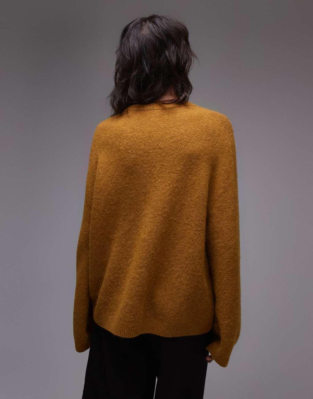 ARKET super soft alpaca wool blend relaxed sweater in ocra brown Product Image