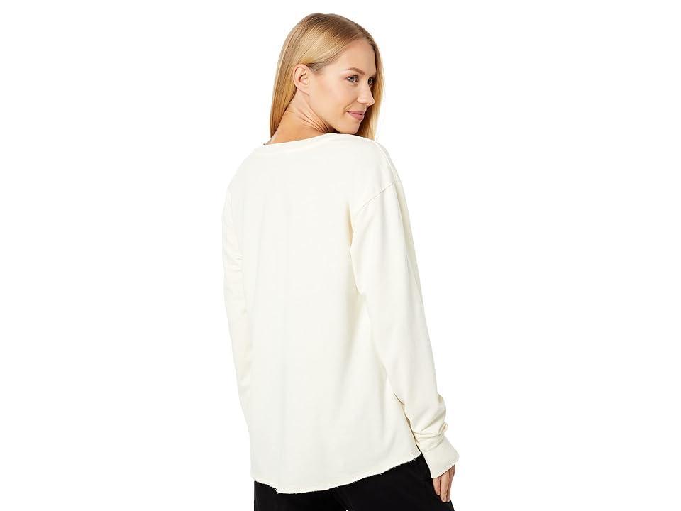 Mod-o-doc Burnout Fleece Long Sleeve Open Crew Split Hem Top (Sweet Corn) Women's Clothing Product Image