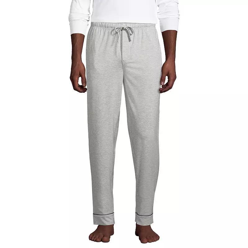 Mens Lands End Brushed-Back Knit Pajama Pants Grey Product Image