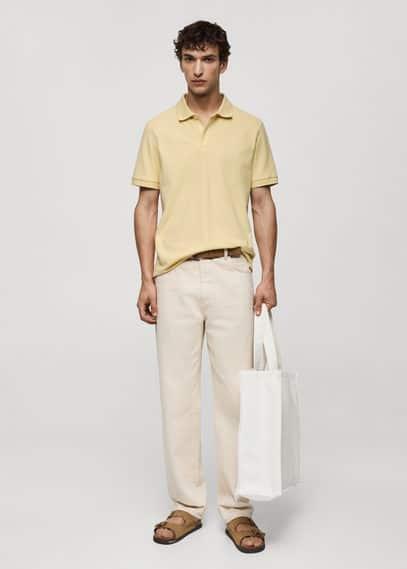 100% cotton pique polo shirt - Men | MANGO USA Product Image