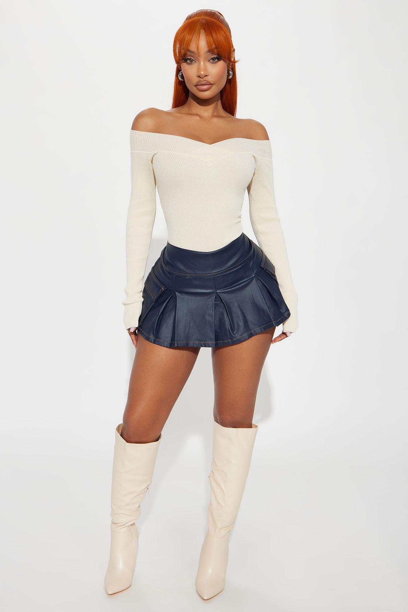 Kariss Coated Cargo Micro Mini Skort - Navy Product Image