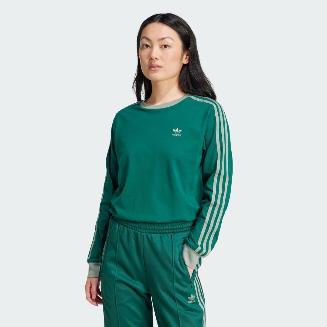 adidas Adicolor 3-Stripes Regular Long Sleeve Tee Better Scarlet XL Womens Product Image