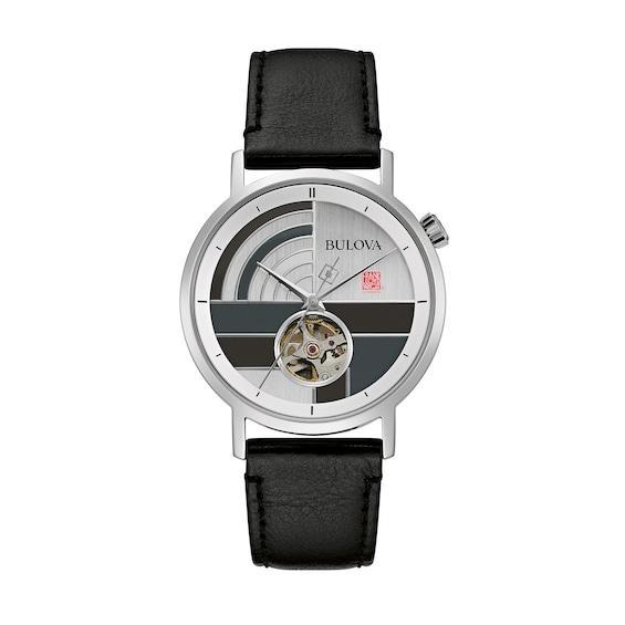 Bulova Mens Automatic Frank Lloyd Wright The Oculus Black Leather Strap Watch 39mm Product Image