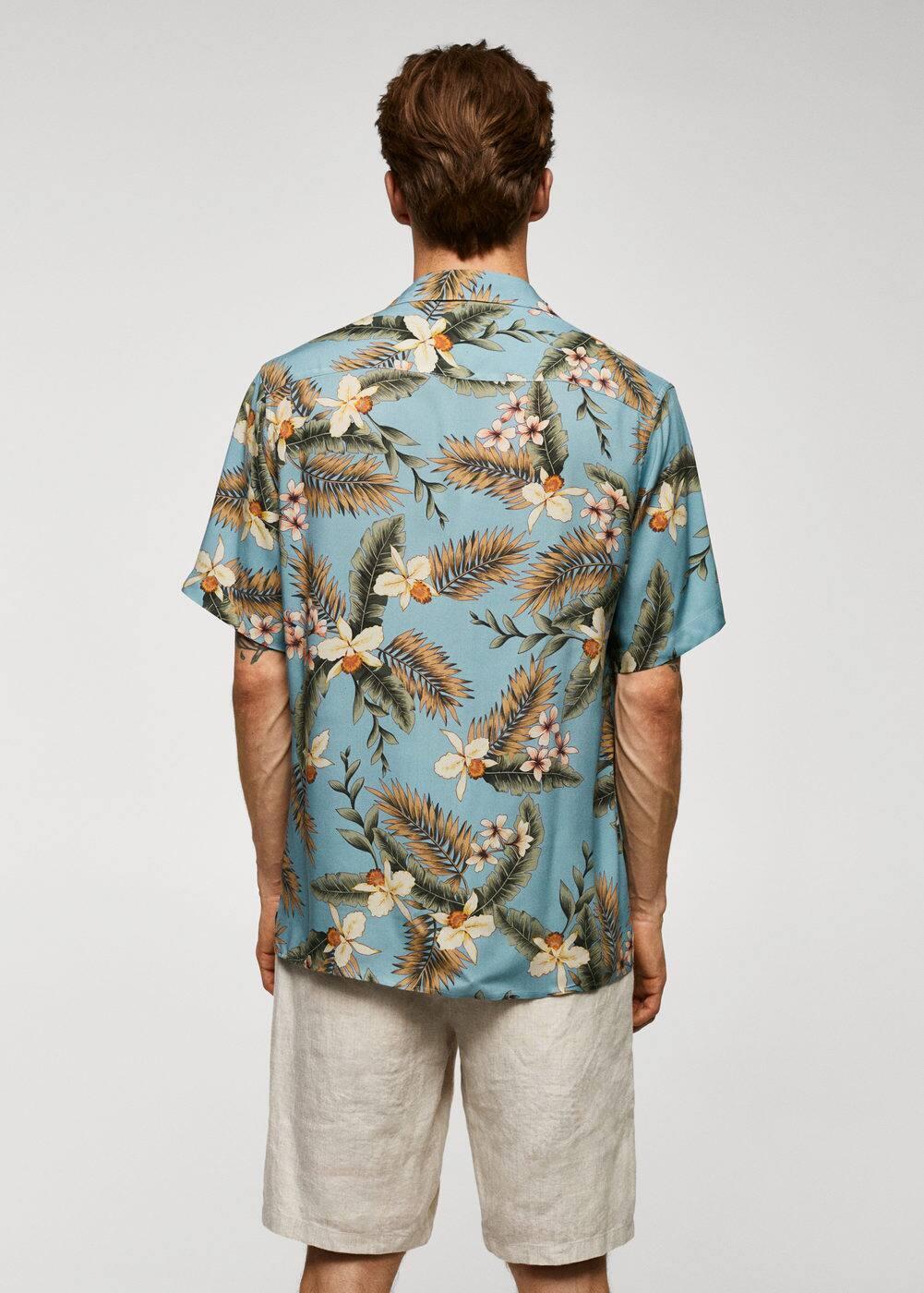 MANGO MAN - Regular-fit Hawaiian print shirt sky blue - XL - Men Product Image