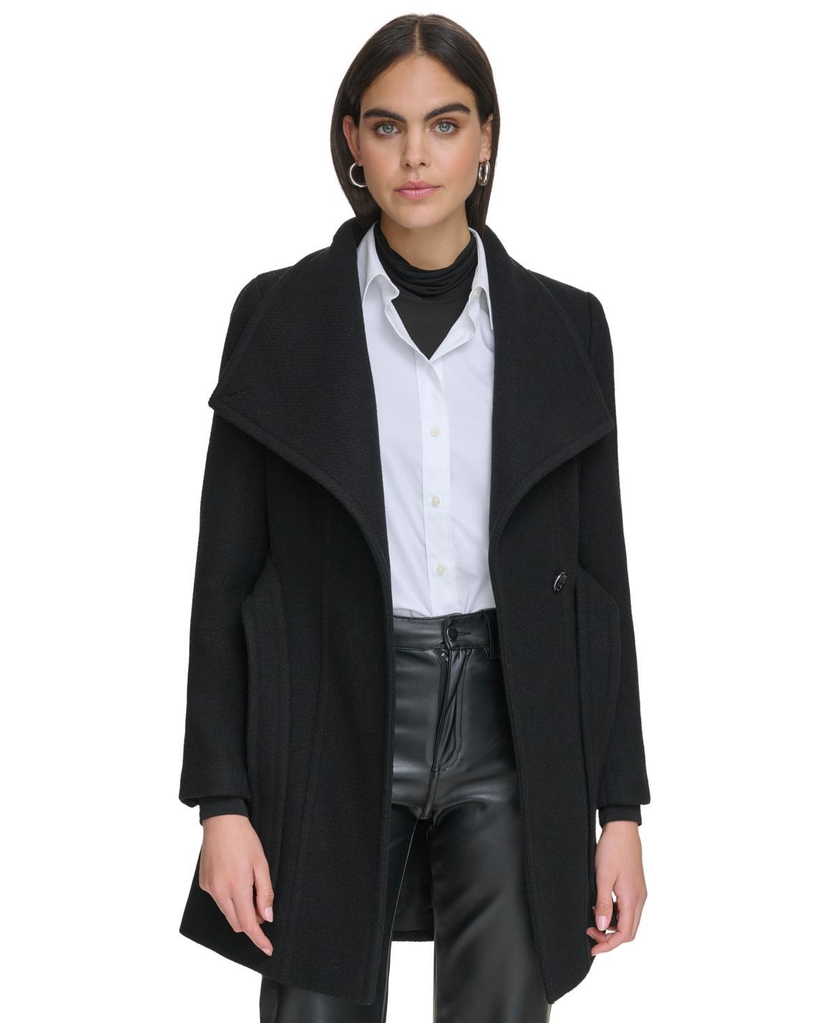 Calvin Klein Womens Asymmetrical Belted Wrap Coat, Created for Macys - Beige Product Image