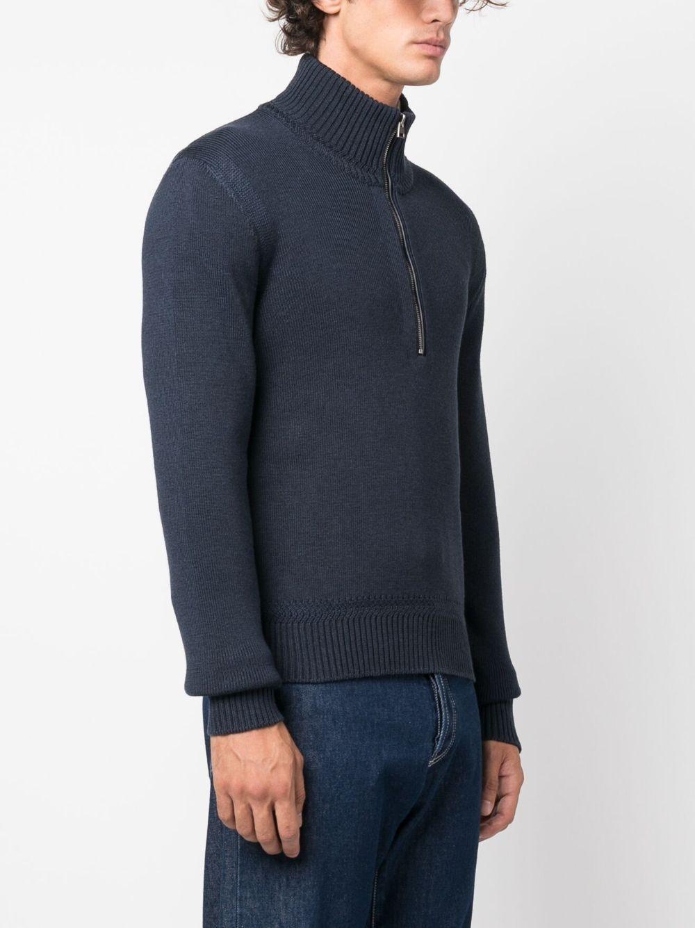 Wool-blend Half-zip Sweater In Blue Product Image