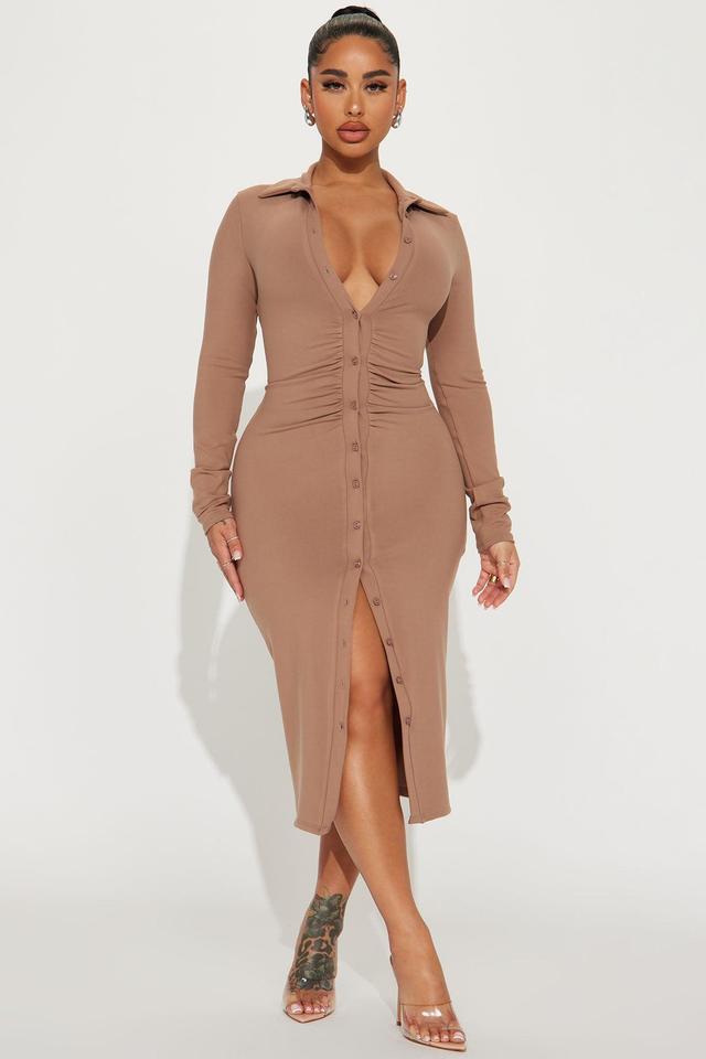 Annabelle Midi Shirt Dress - Mocha Product Image