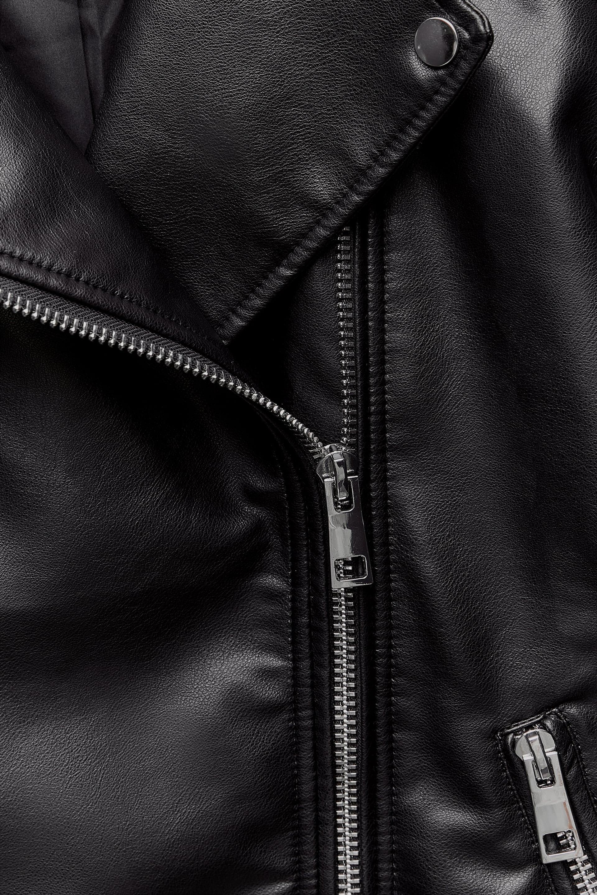 OVERSIZED FAUX LEATHER BIKER JACKET Product Image