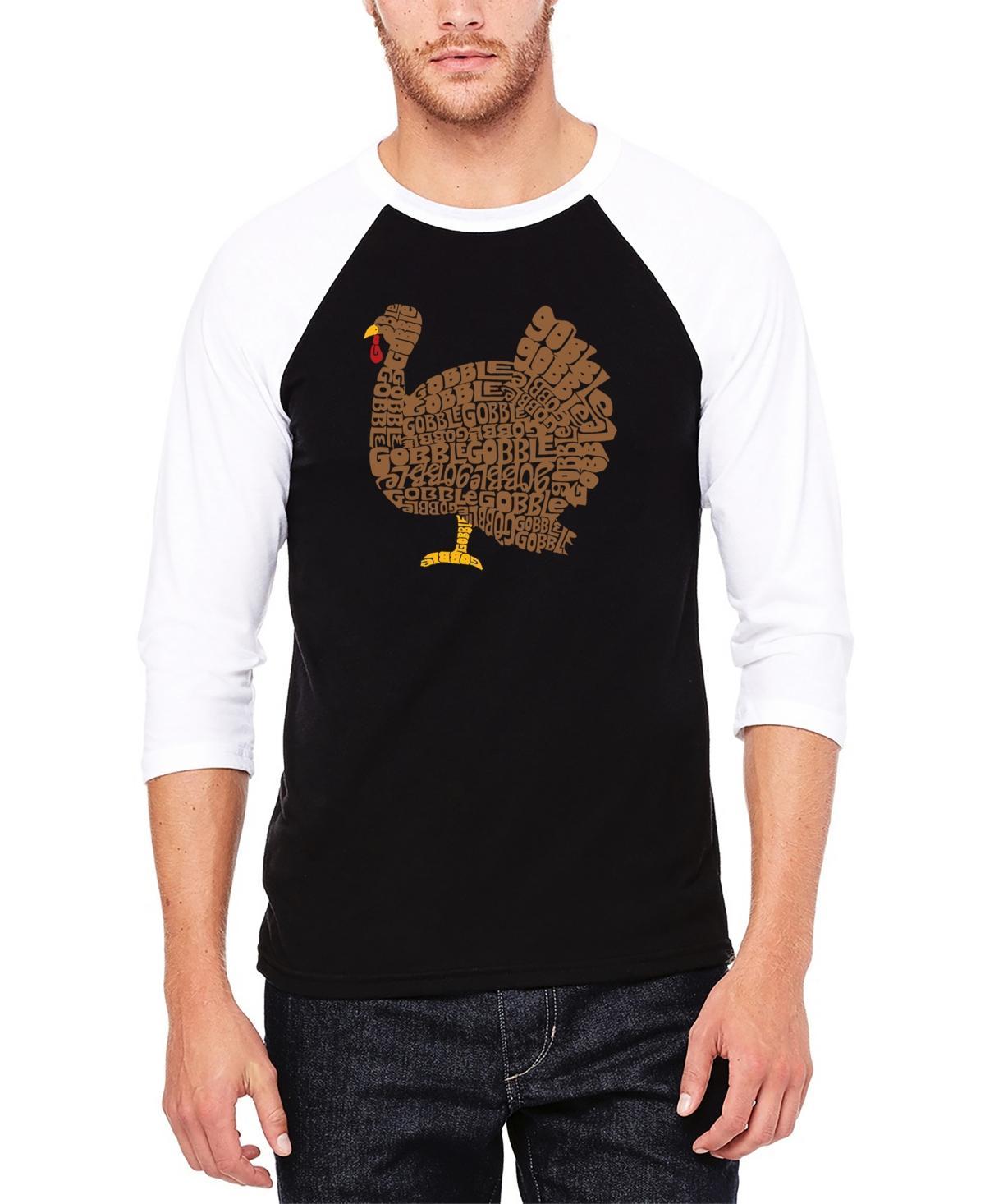 La Pop Art Mens Thanksgiving Raglan Baseball Word Art T-shirt - Black Product Image