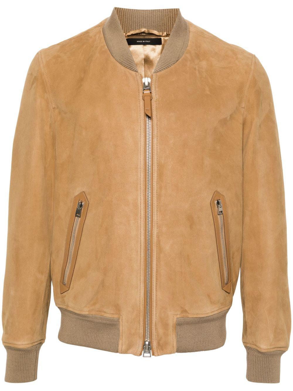 TOM FORD Suede Leather Jacket In Light Sand Product Image