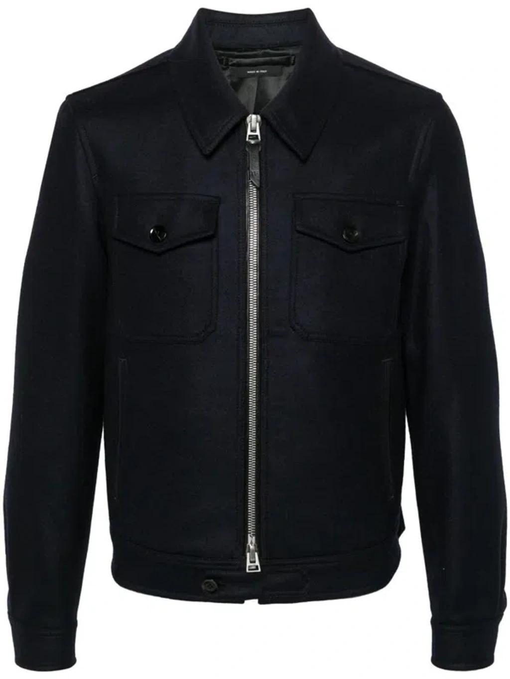 TOM FORD Wool Shirt Jacket In Blue Product Image