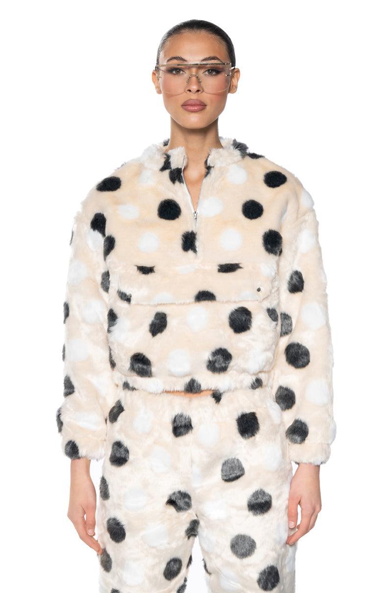 DOTTY FAUX FUR OVERSIZED PULLOVER Product Image