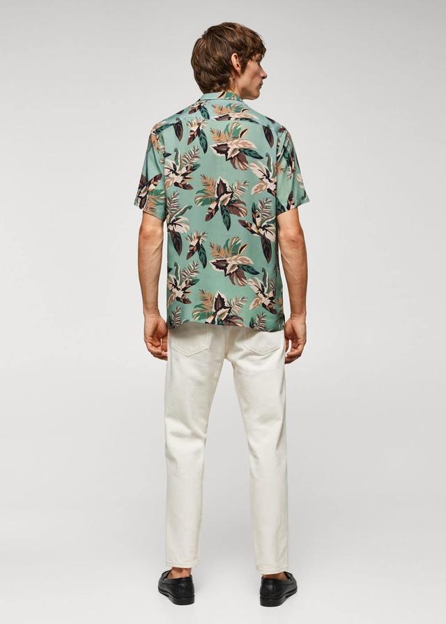 MANGO MAN - Regular fit floral print shirt turquoiseMen Product Image