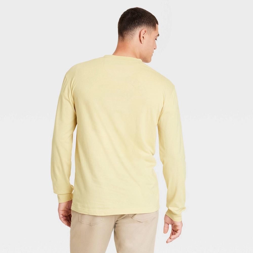 Men's Long Sleeve Henley T-Shirt - Goodfellow & Co™ Yellow L Product Image