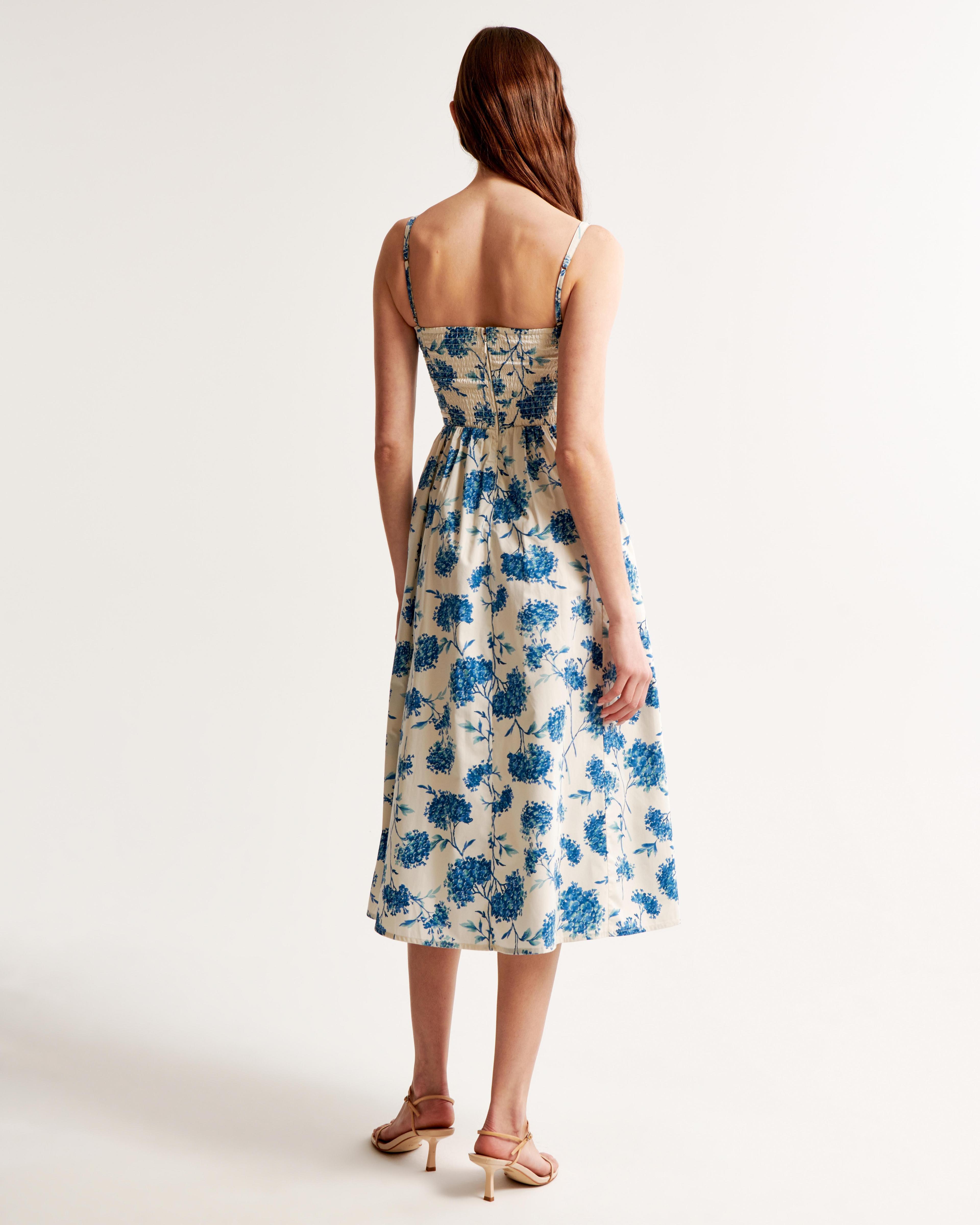 The A&F Emerson Poplin Wide Strap Midi Dress Product Image