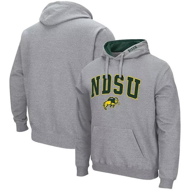 Mens Colosseum Heathered Gray NDSU Bison Arch and Logo Pullover Hoodie Product Image