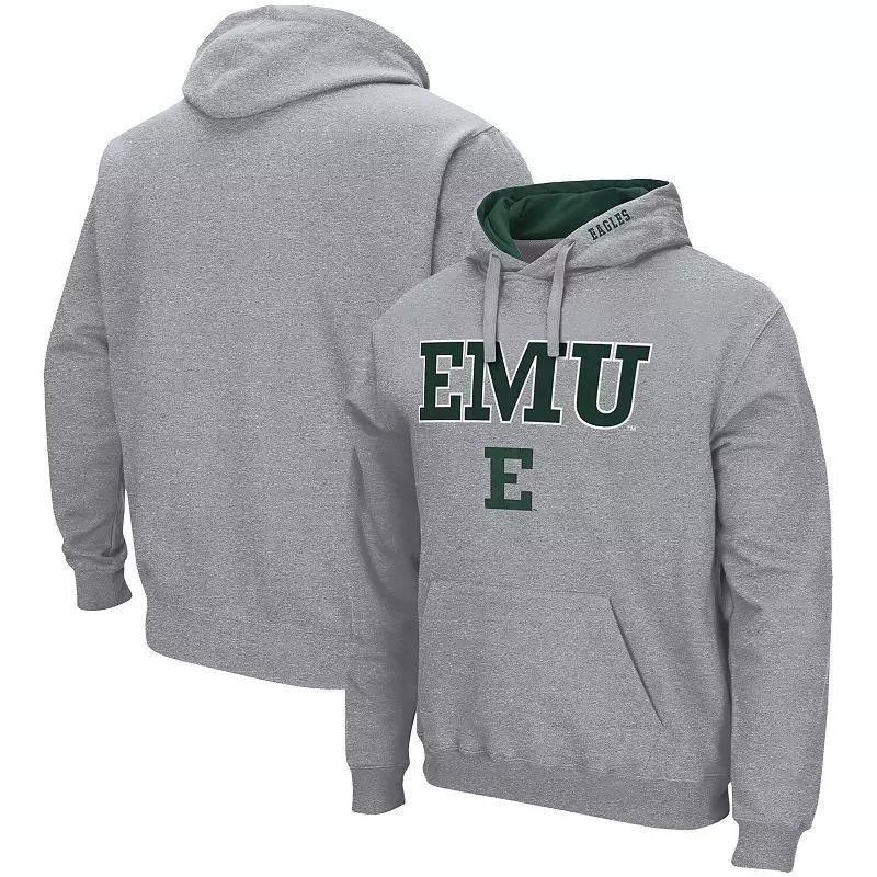 Mens Colosseum Heathered Gray Eastern Michigan Eagles Arch & Logo 3.0 Pullover Hoodie Product Image