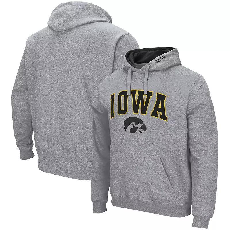 Mens Colosseum Heather Gray Iowa Hawkeyes Arch & Logo 3.0 Pullover Hoodie Product Image