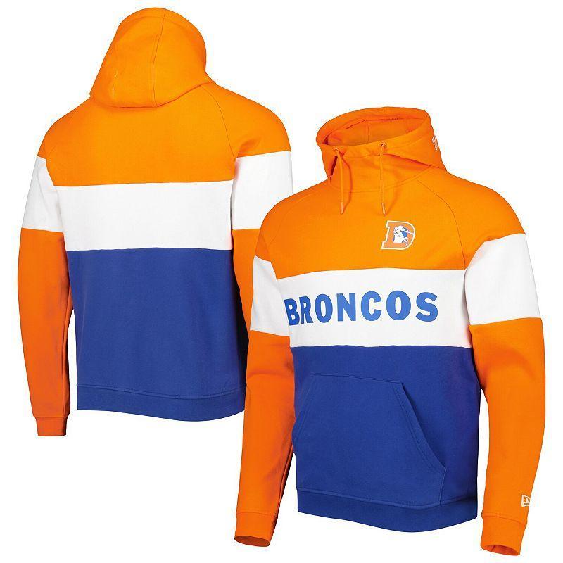 Mens New Era Royal Denver Broncos Colorblock Throwback Pullover Hoodie - Royal Product Image