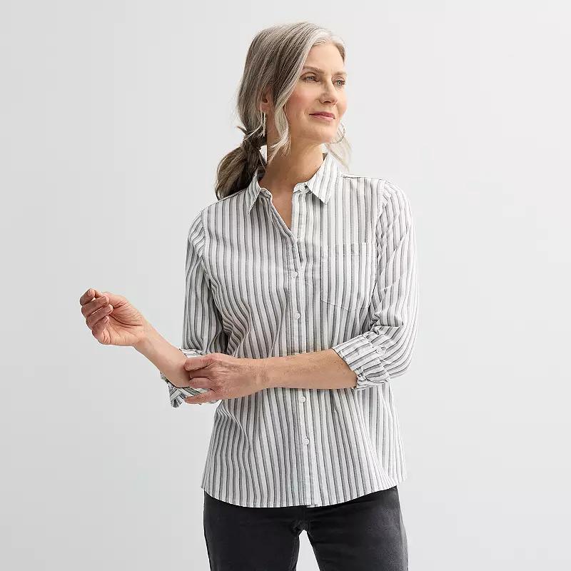 Womens Croft & Barrow Essential One Pocket Button Down Shirt Product Image