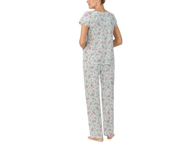 LAUREN Ralph Lauren Short Sleeve Flutter Sleeve Long Pants PJ Set (Sage Floral) Women's Pajama Sets Product Image