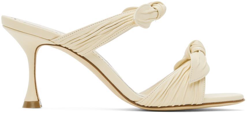 MANOLO BLAHNIK Lollo 70 Bow-detail Leather Sandals In 1304 Light Cream Product Image