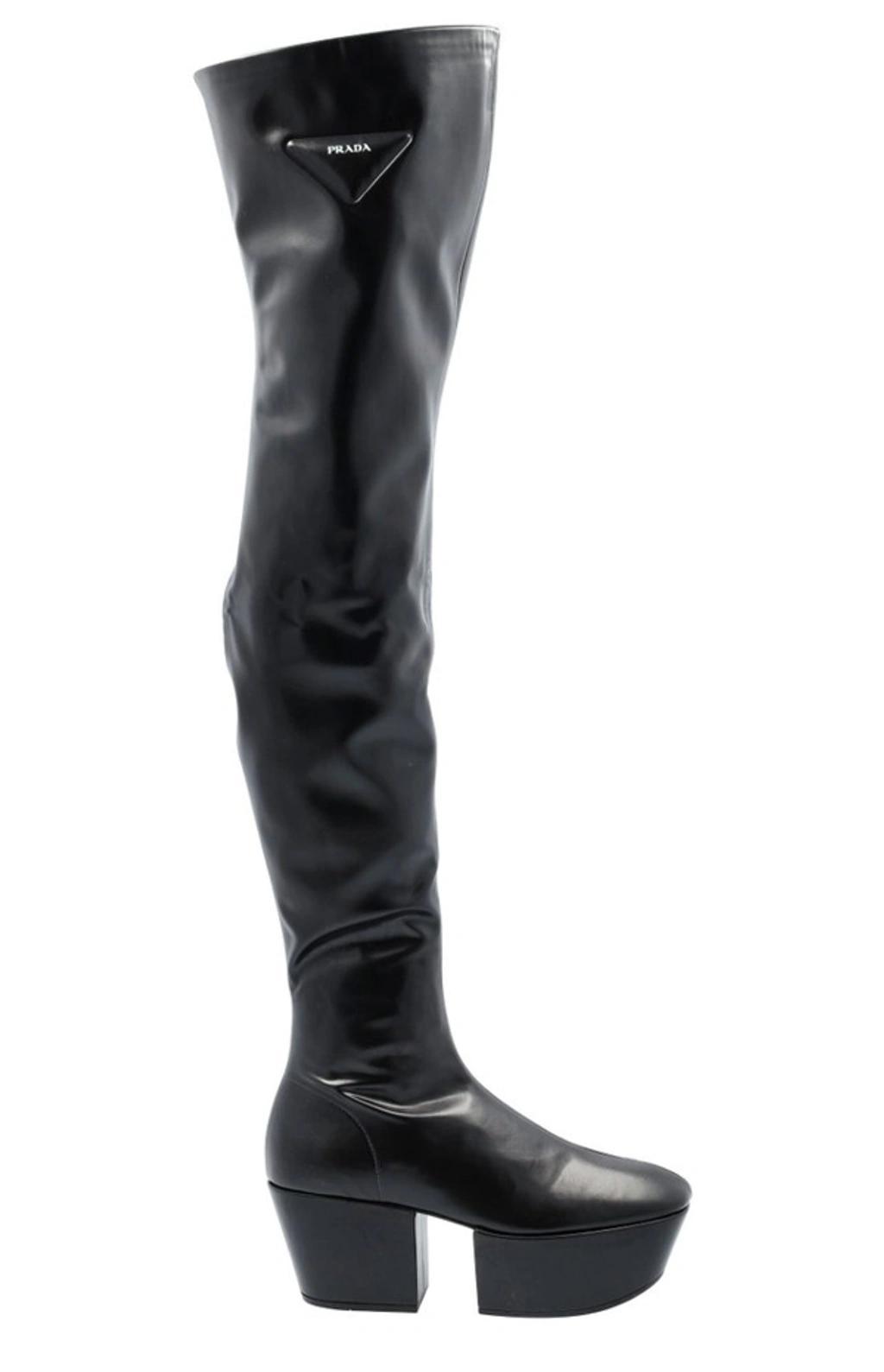 PRADA Stretch Napa Over-the Knee Platform Boots In Black product image