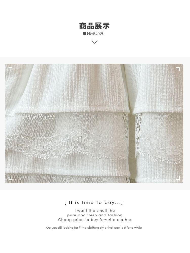 Layered Lace-Trim A-Line Mini Skirt Product Image