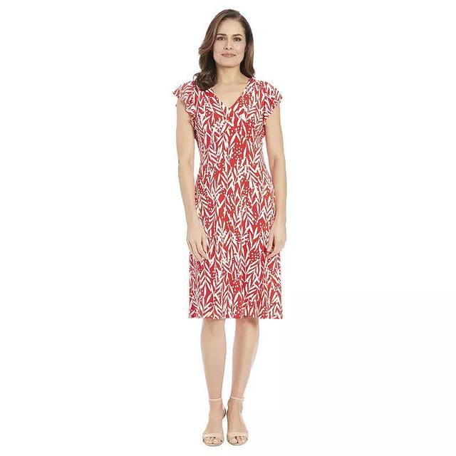 Womens London Times Ruffle Sleeve Print Midi Dress Product Image