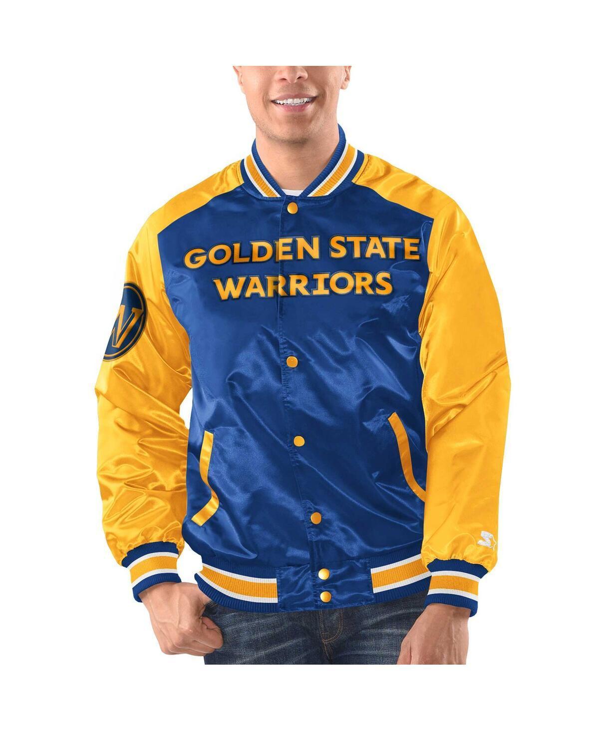 Mens Starter Royal/Gold Golden State Warriors Renegade Satin Full-Snap Varsity Jacket Product Image