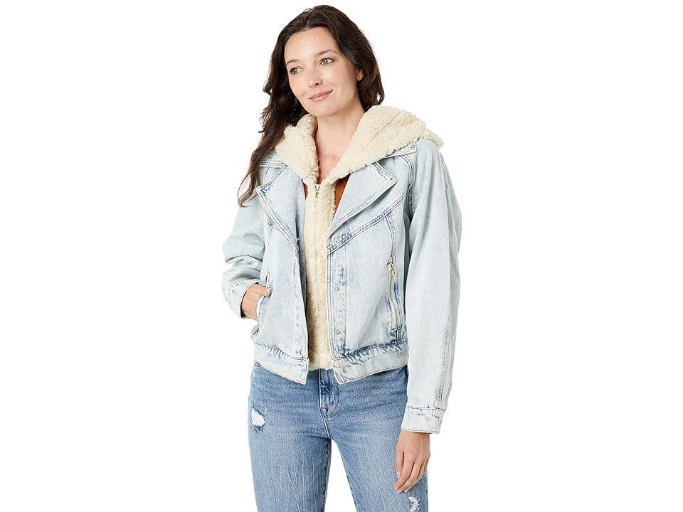 Blank NYC Moto Denim Jacket with Removable Hood (Starflower) Women's Clothing Product Image