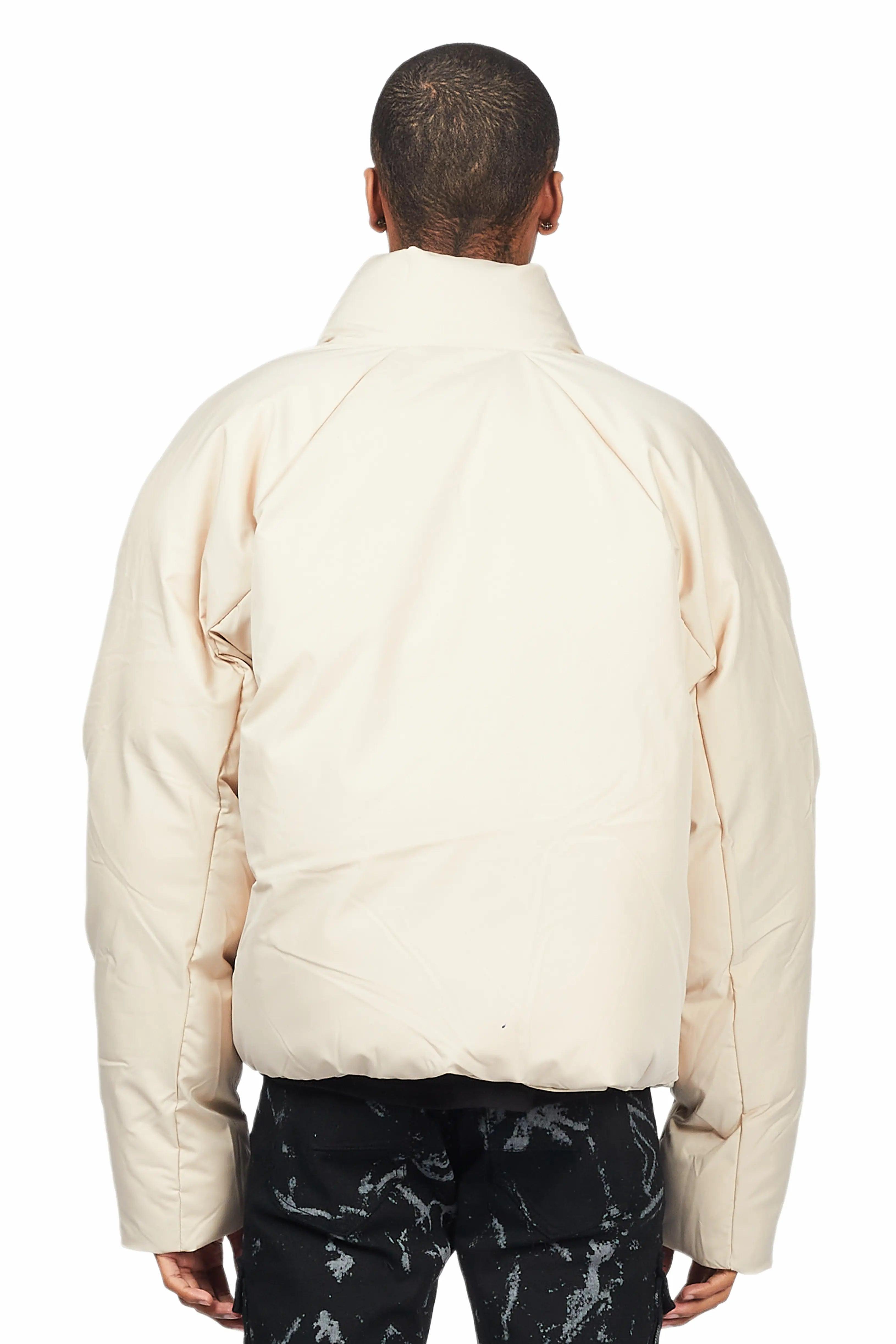 Rabbie Beige/White Puffer Jacket Male Product Image