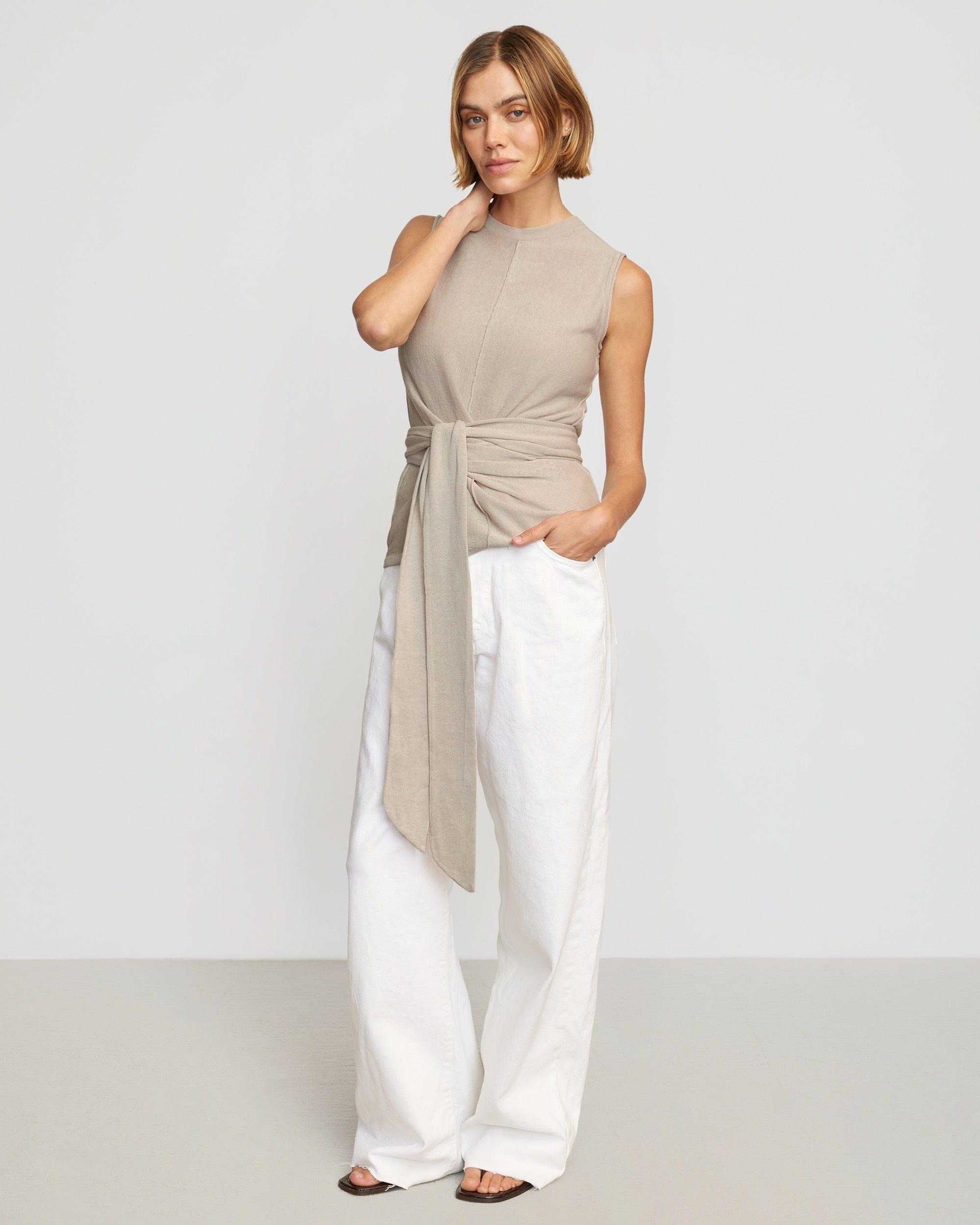 Rois Tie-Front Linen-Cotton Top Product Image