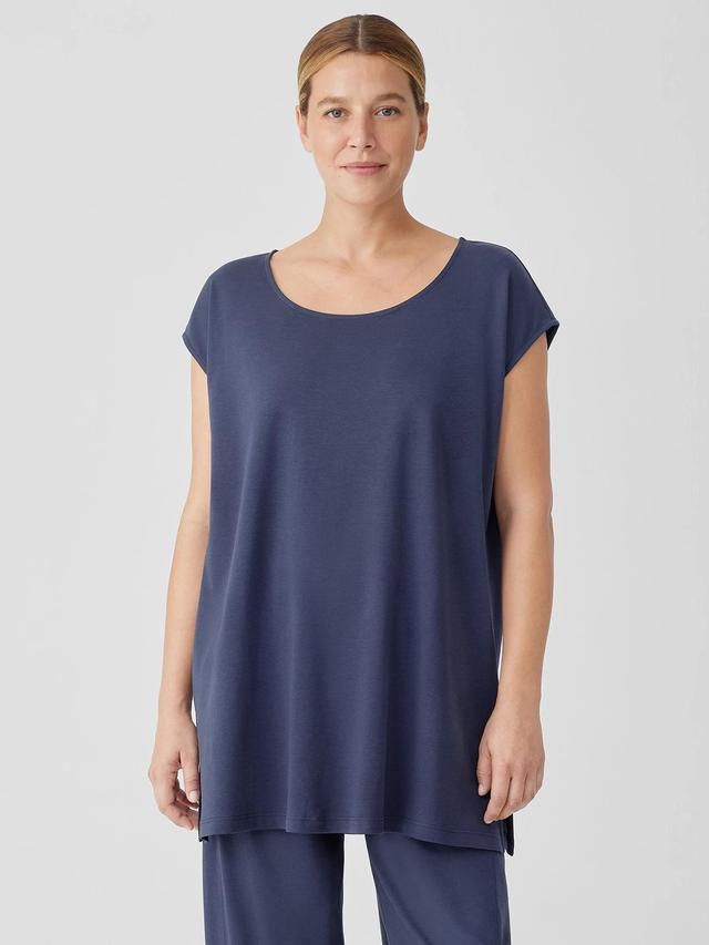 EILEEN FISHER Organic Cotton Interlock Scoop Neck Sleep Teefemale Product Image