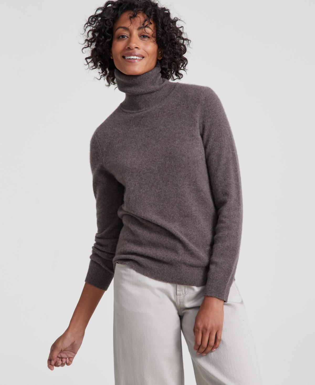 Charter Club 100% Cashmere Womens Turtleneck Sweater, Regular & Petites, Created for Macys Product Image