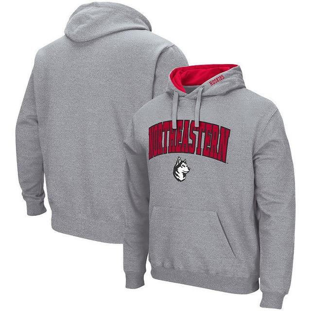 Mens Colosseum Heathered Gray Northeastern Huskies Arch and Logo Pullover Hoodie Product Image