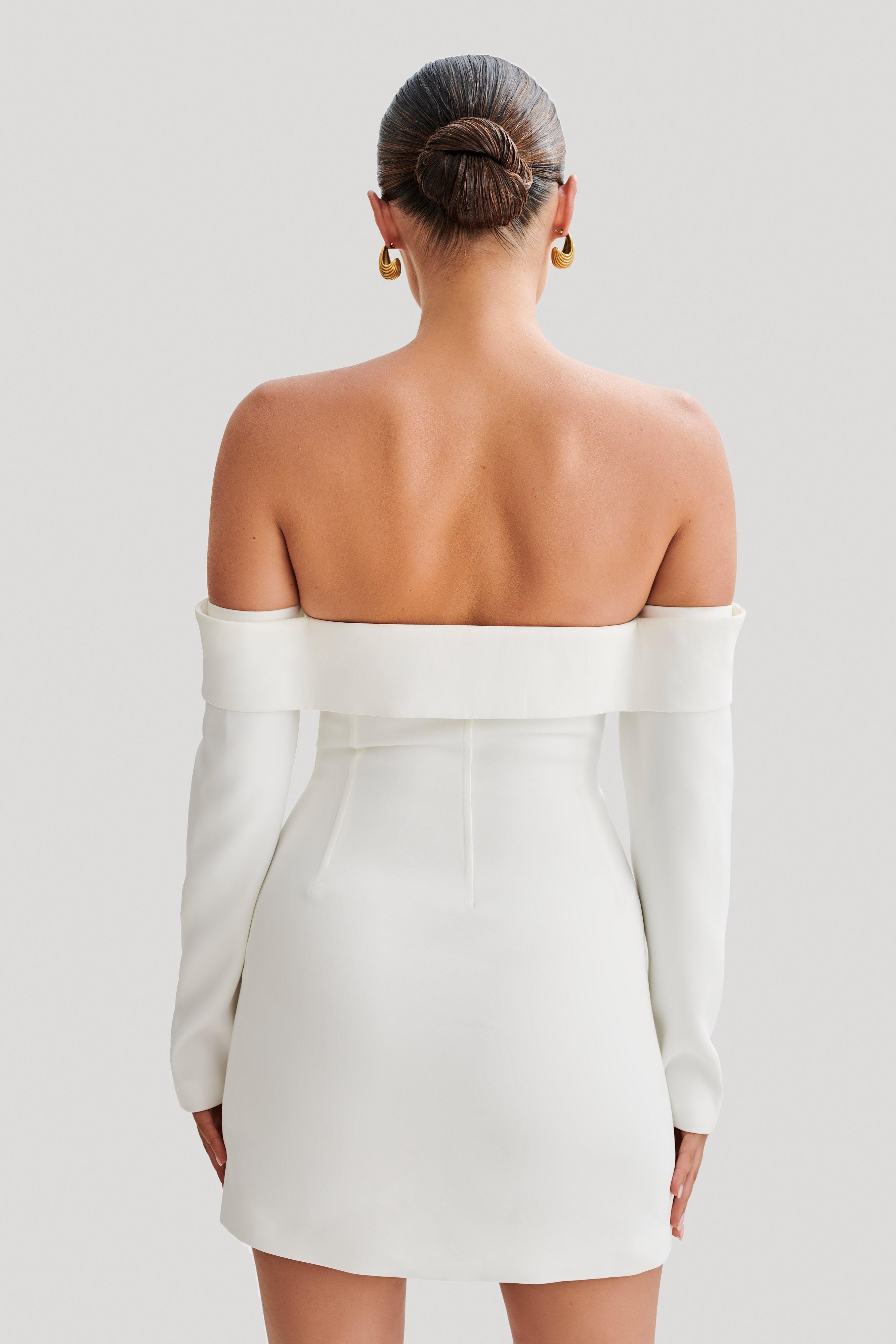 Hugo Suiting Off Shoulder Mini Dress - Ivory Product Image