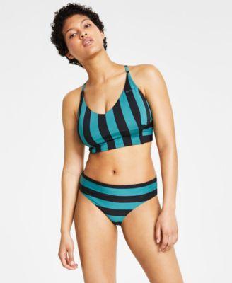 Nike Womens Statement Stripe V Neck Midkini Mid Rise Bottoms Product Image