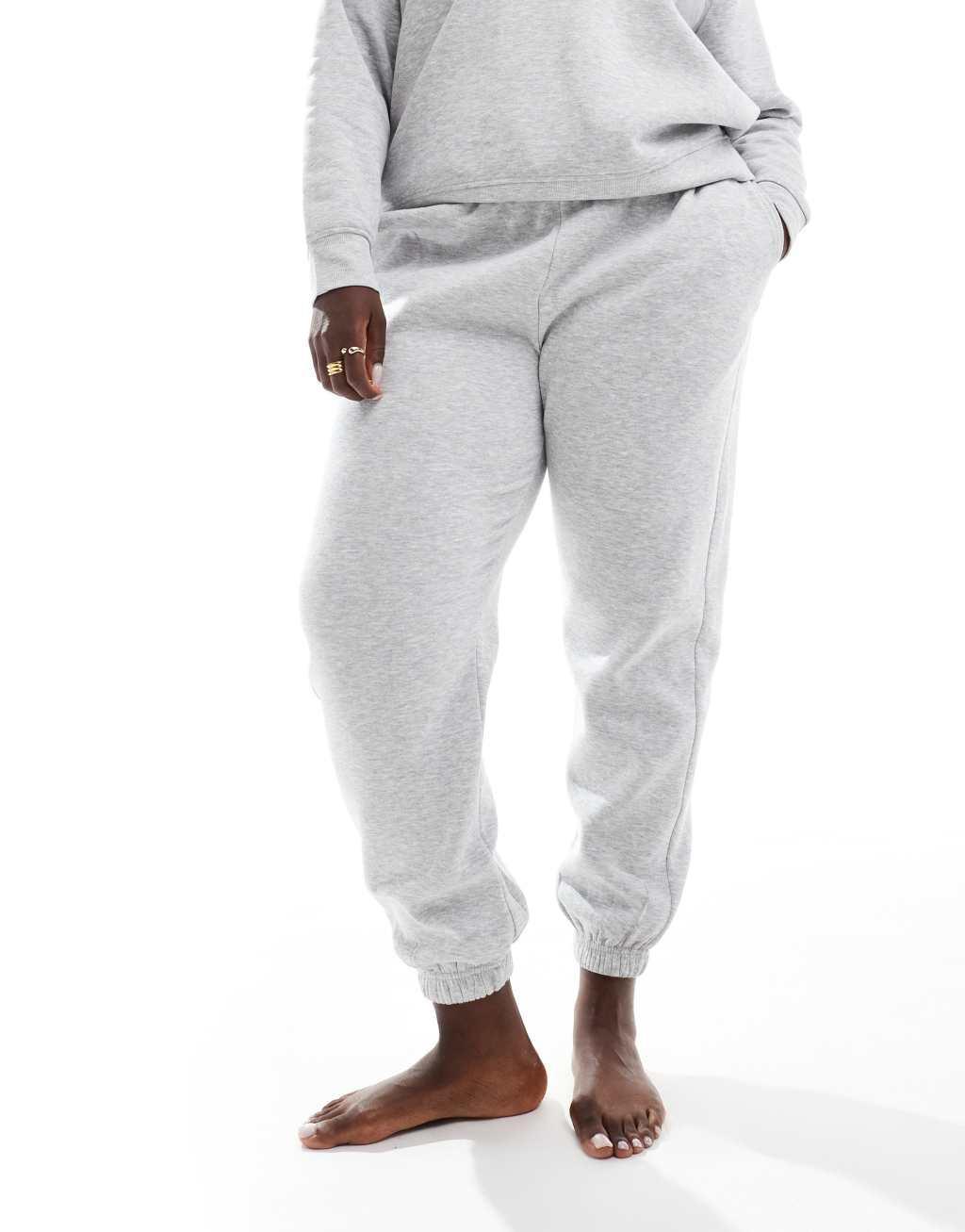 Pieces Curve sweatpants with tie waist in light heather gray - part of a set Product Image