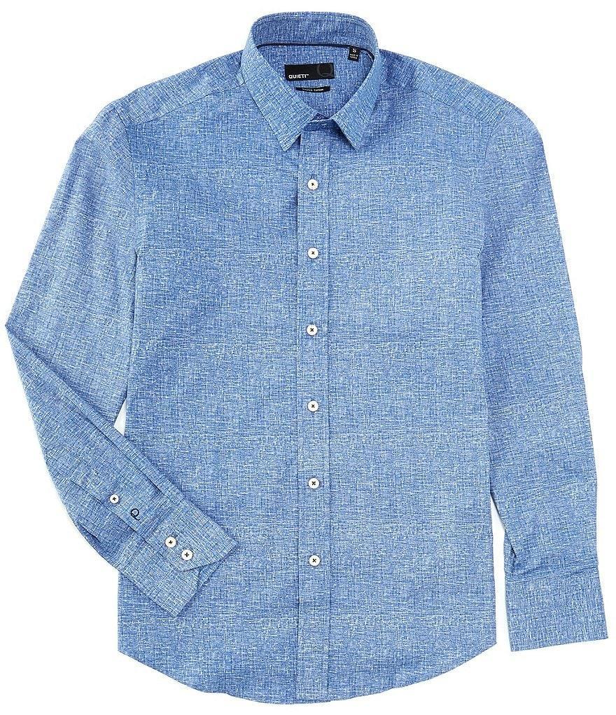 Quieti Stretch Textured Print Long Sleeve Woven Shirt Product Image