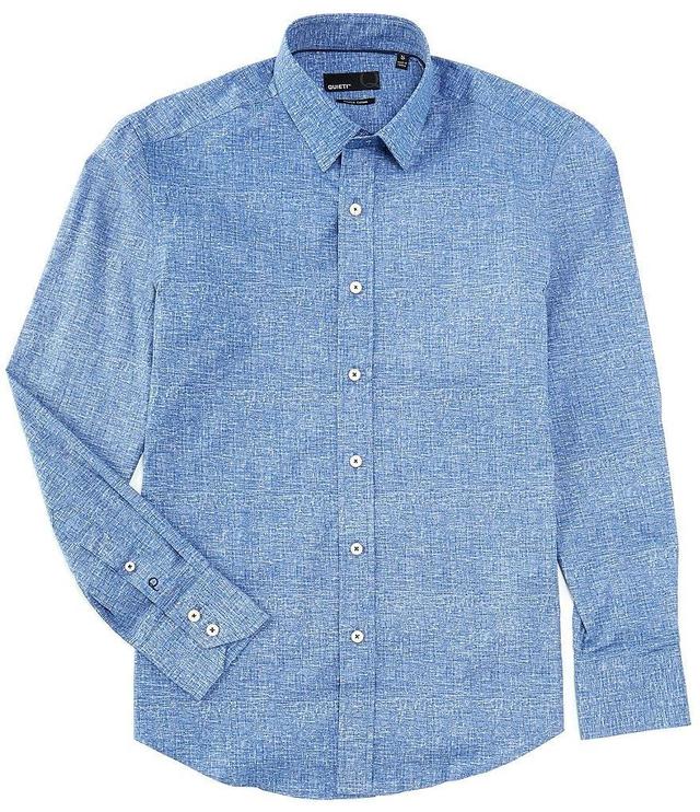 Quieti Stretch Textured Print Long Sleeve Woven Shirt Product Image