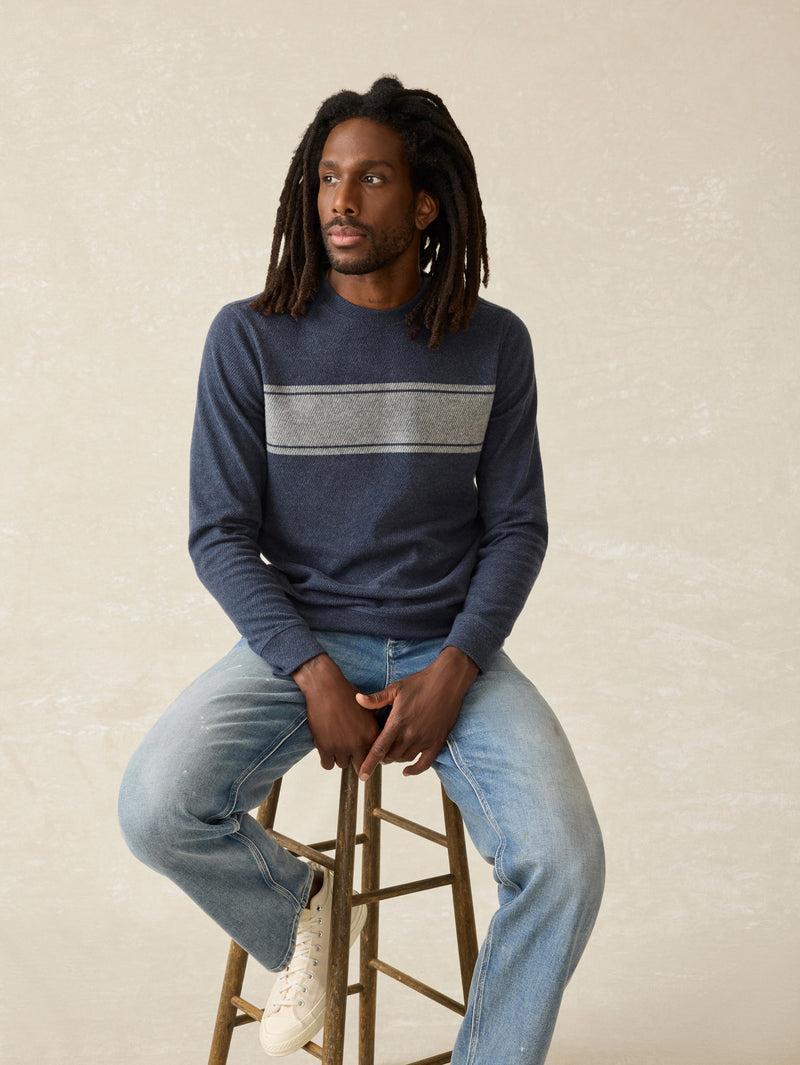 Legend™ Surf Stripe Sweater Crew - Brighton Navy Surf Stripe Product Image