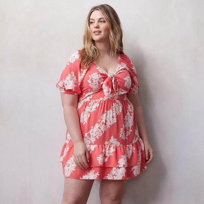 Plus Size LC Lauren Conrad Tie Front Mini Dress, Womens Product Image